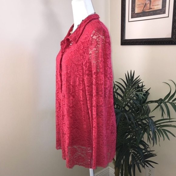 Dialogue 2pc Lace Long Sleeve Blouse & Tank Set 1X - Picture 4 of 8